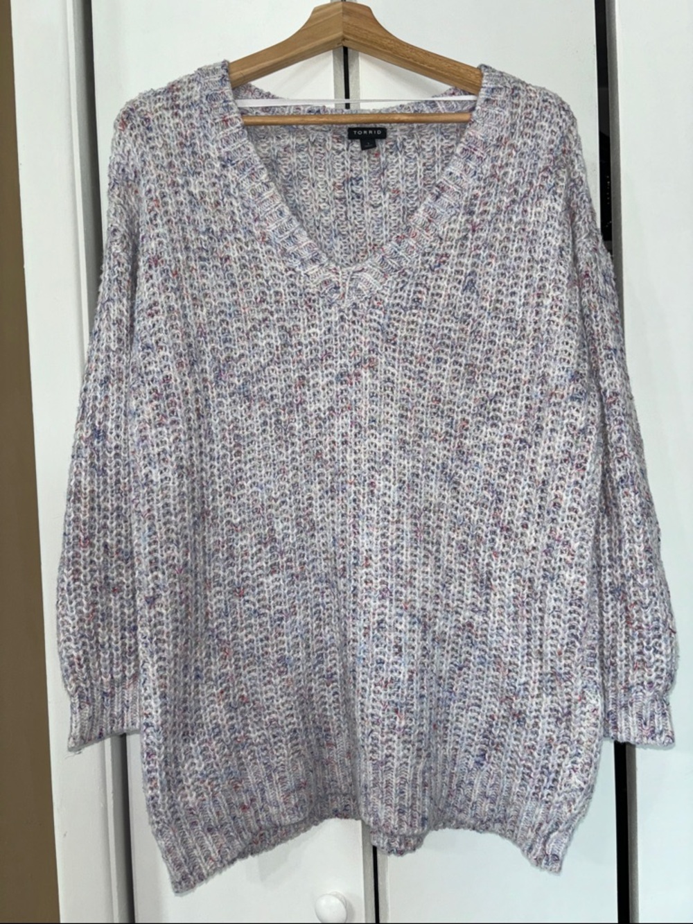 torrid Lavender Speckled V-Neck Knit Sweater